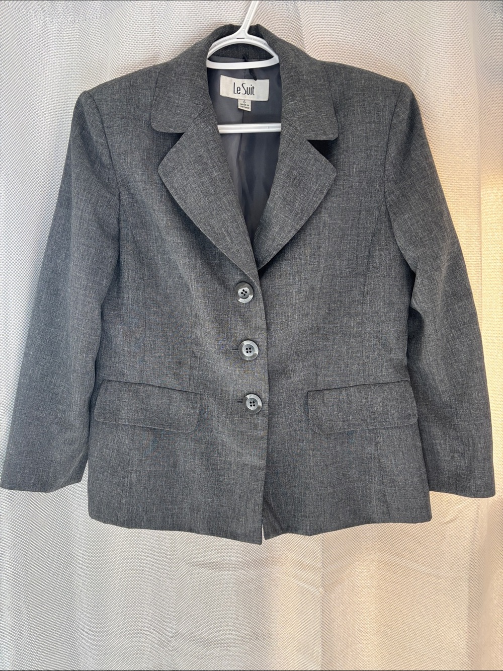Le Suit Charcoal Gray Women's Tailored Blazer Jacket and pencil skirt